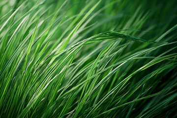 Canvas Print - Lush green grass swaying gently in the summer breeze