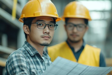 Architect and Engineer Collaborating on Construction Site