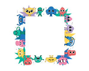 Flat abstract character emotions frame