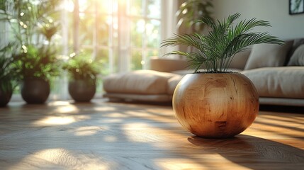 Poster - Sunlit living room with modern furniture and a simplistic design that invites relaxation.