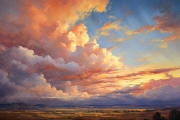 Poster - Sky landscape outdoors painting.