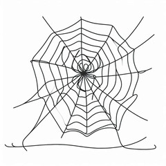 spider in the web  silhouette thin lines flat 