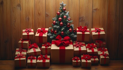 Poster - Decorated and gift-boxed Christmas background