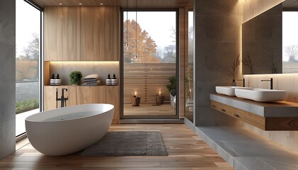 Wall Mural - Modern bathroom and toilet in a luxury house