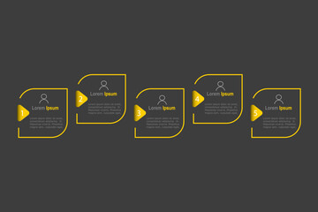 infographic elements template, business concept with 5 steps, grey rectangle frame design for workflow layout, diagram, annual report, web design.Creative banner, label vector