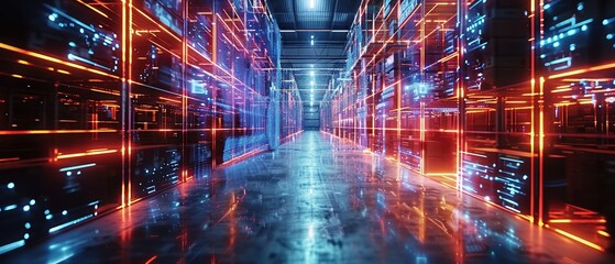 Wall Mural - futuristic hologram technology environment