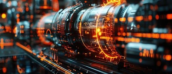 Wall Mural - detailed hologram of industrial component