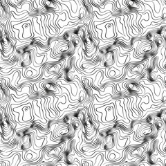 Abstract black and white contour lines create a flowing design on a seamless background