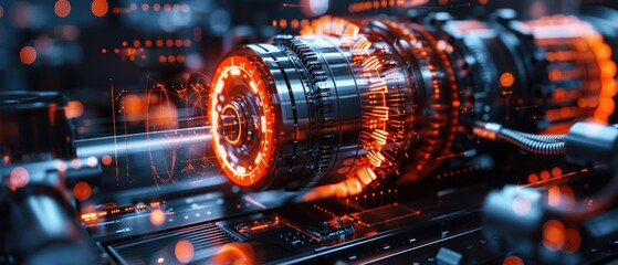 Wall Mural - detailed hologram of industrial machinery