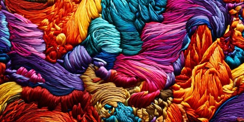 Poster - A colorful piece of embroidery with many different colors
