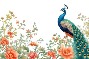 Canvas Print - Peacock pattern animal flower.