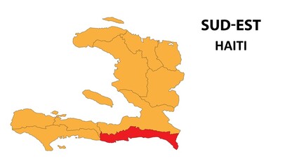 Wall Mural - Sud-Est Map is highlighted on the Haiti map with detailed state and region outlines.