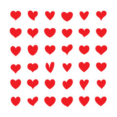 Wall Mural - heart, love, romance or valentine's day red heart. heart vector icons. artistic red heart love symbo