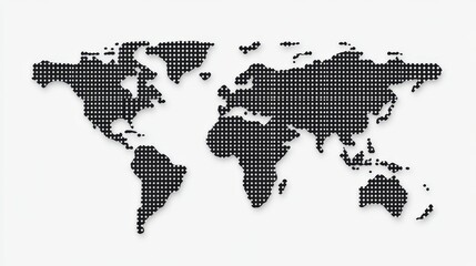 Dotted World Map - Grey. Showing Earth Continents in Dotted Style