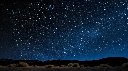 Starry Night Sky Over Desert Landscape