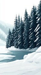 Wall Mural - The Emerald Wall, Evergreen trees