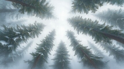 Wall Mural - Winter's Canopy, Evergreen trees