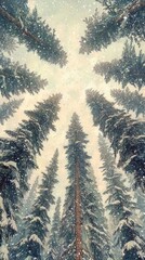 Poster - Winter's Canopy, Evergreen trees