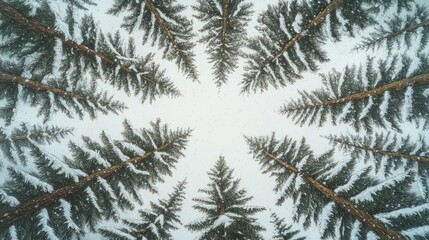 Wall Mural - Winter's Canopy, Evergreen trees