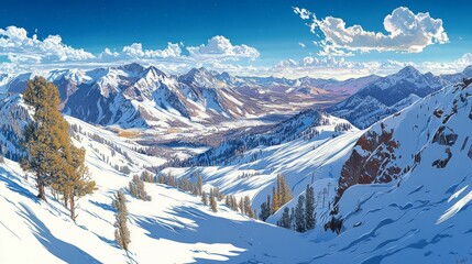 Canvas Print - Frozen Majesty, Snow covered mountains