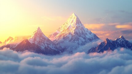 Sticker - Above the Clouds, Snow covered mountains