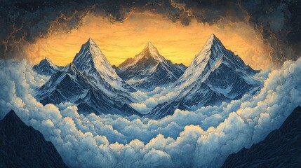 Poster - Above the Clouds, Snow covered mountains