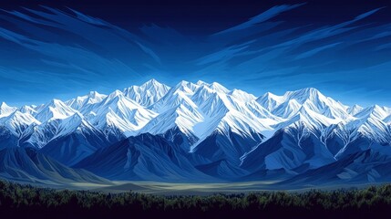 Wall Mural - Crystal Horizon, Snow covered mountains