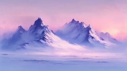 Wall Mural - Mountain Silhouettes, Snow covered mountains