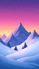 Wall Mural - Mountain Silhouettes, Snow covered mountains