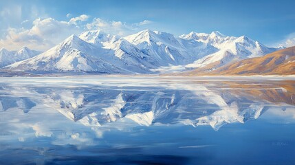 Canvas Print - Glacial Serenity, Snow covered mountains