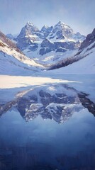 Canvas Print - Glacial Serenity, Snow covered mountains