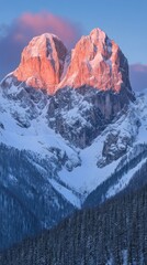 Poster - Alpine Glow, Snow covered mountains