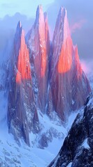 Wall Mural - Alpine Glow, Snow covered mountains