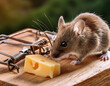 © siloto - Mouse sniffing at the cheese that is on the mousetrap