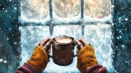 Sticker - Winter Warmth, Hot cocoa