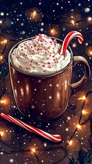 Sticker - Peppermint Bliss, Hot cocoa