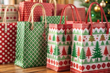 Canvas Print - colorful christmas gift bags for boxing day celebration
