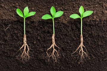 Plant growth timeline with roots developing first, symbolizing the foundation of stability and success