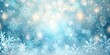 © anu - Winter Christmas background with falling snowflakes, bokeh lights, and snowy pastel blue backdrop