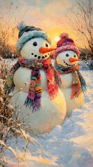 Wall Mural - Frosty Friends, Snowmen