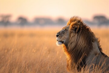 Poster - Photo of lion grassland wildlife outdoors.