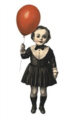 Sticker - A Victorian-era child ghost balloon clothing costume.