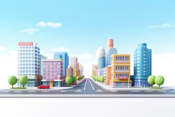 Canvas Print - City road car architecture cityscape.