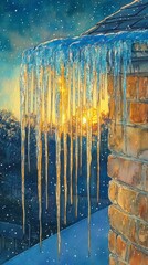 Poster - Frozen Cascade, Icicles