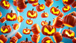 © Rhony - Pumpkin-shaped Halloween candy flying around