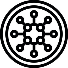 Poster - Simple icon of a network hub connecting nodes with lines in a radial pattern, representing connectivity and data flow