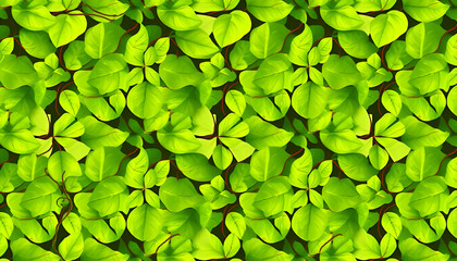 Green Ivy Leaves Seamless Vector Repeat Pattern