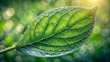 Sticker - A single leaf, illuminated by sunlight, showcases the intricate network of veins, revealing a delicate beauty often overlooked in the bustling world