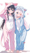 © Adja Atmaja - two Anime Girls wearing onesie costumes