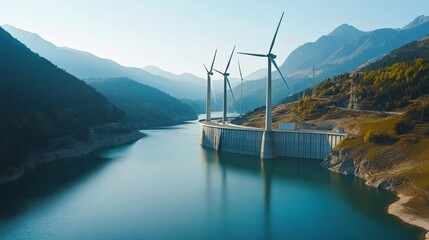 Wall Mural - exploring innovative renewable energy solutions solar, wind, hydro, and biomass power sources